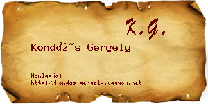 Kondás Gergely névjegykártya